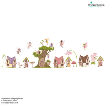 fairy village wall sticker pack shown on a white background