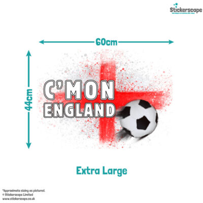 c'mon england window sticker in extra large size guide 44cm by 60cm