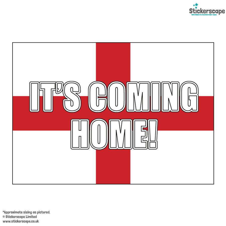 It's coming home window sticker option 1 shown on a white background