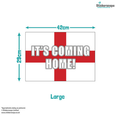 It's coming home window sticker option 1 large size guide, 29cm by 42cm