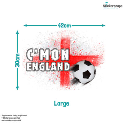 c'mon england window sticker in large size guide 30cm by 42cm