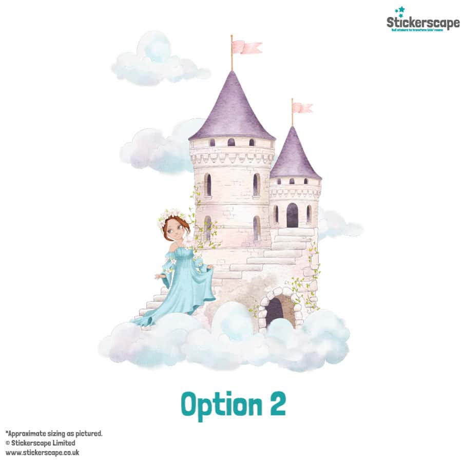 dreamy castle wall sticker in option 2 shown on a white background