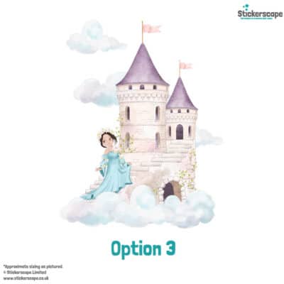 dreamy castle wall sticker in option 3 shown on a white background