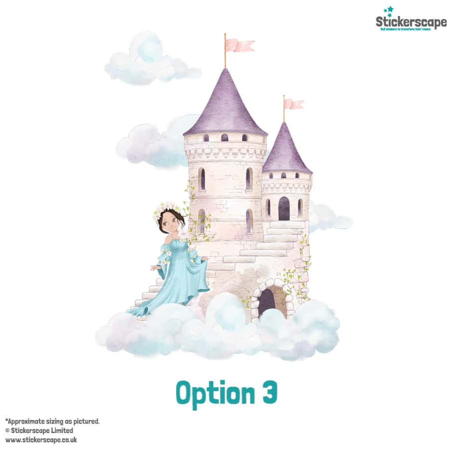 dreamy castle wall sticker in option 3 shown on a white background