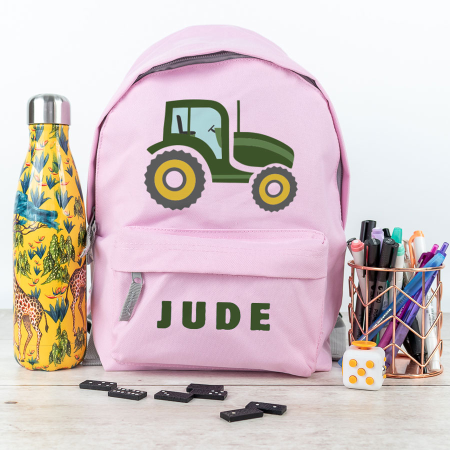 tractor backpack in pink small