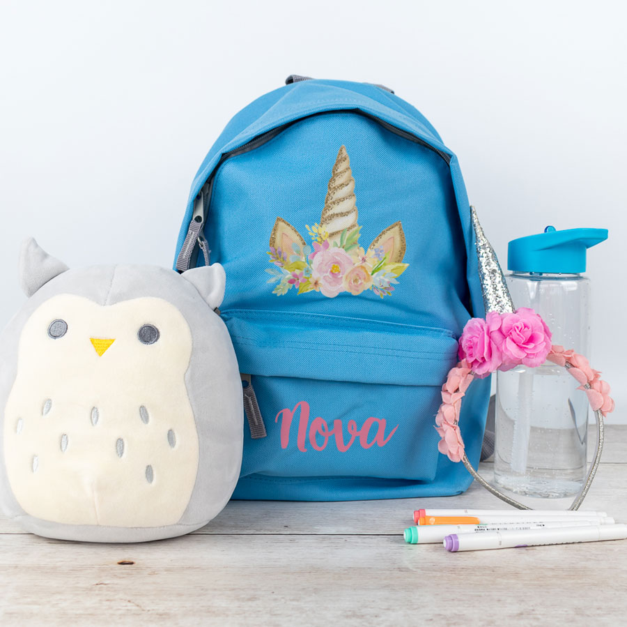 Unicorn horn backpack in light blue, small