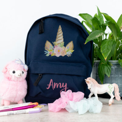 Unicorn horn backpack in navy, small