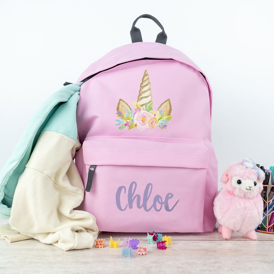 Unicorn horn backpack in pink, regular
