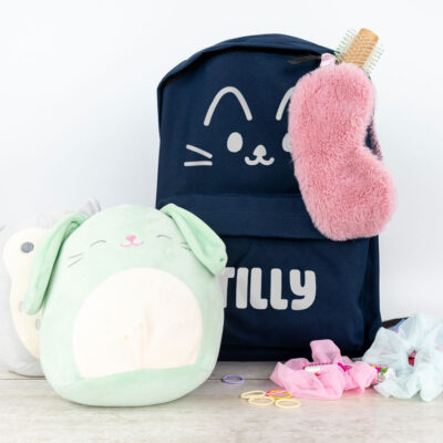 cute cat backpack in navy, regular