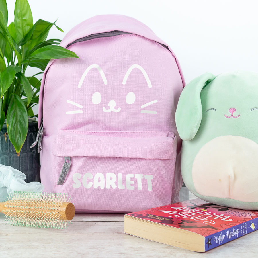 cute cat backpack in pink, small