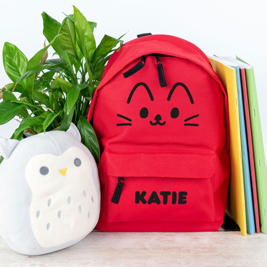 cute cat backpack in red, small