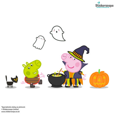 peppa & george halloween window sticker shown on a white background