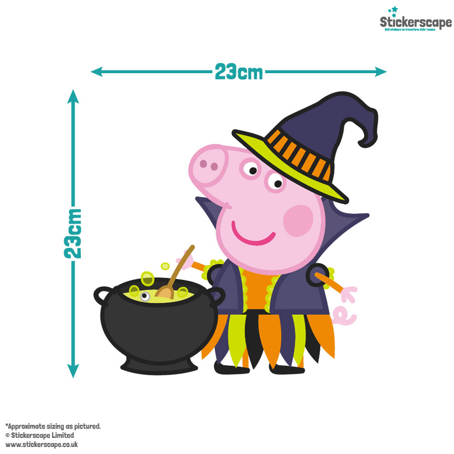 peppa & george halloween window sticker size guide of Peppa