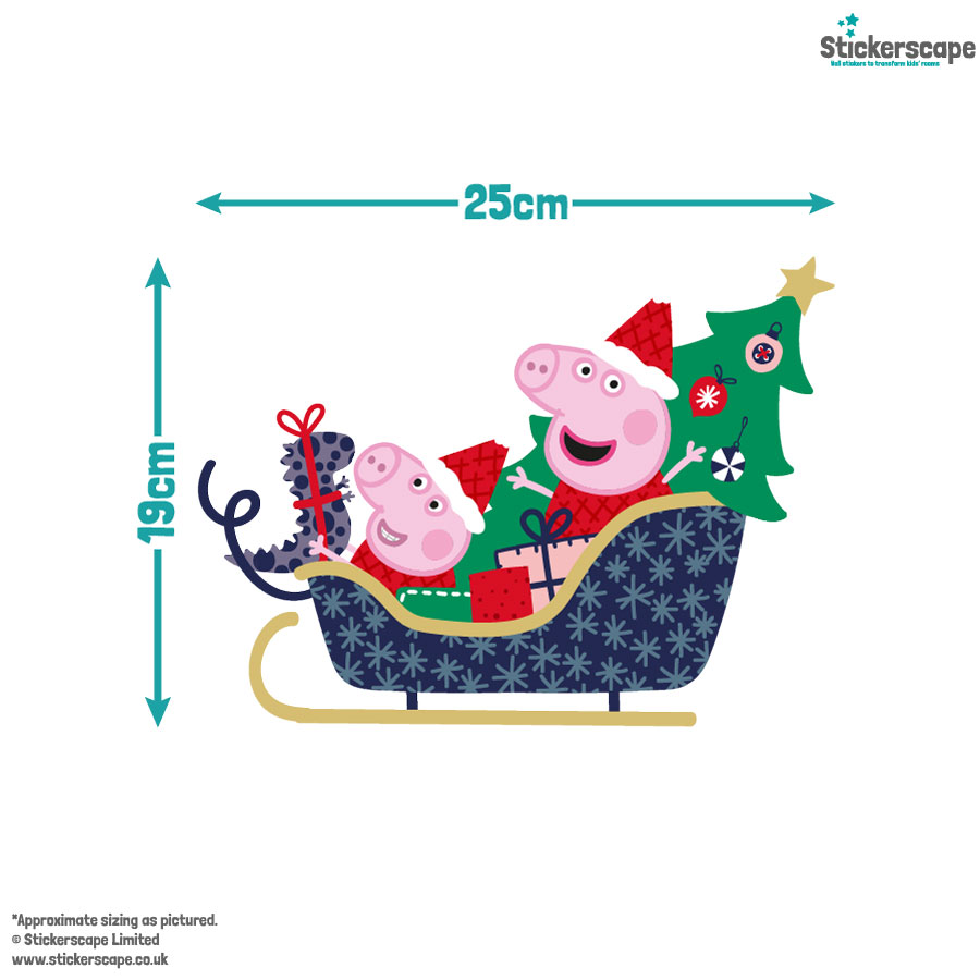 peppa christmas sleigh window sticker size guide of the sleigh