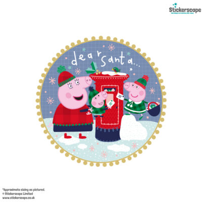 peppa christmas postbox window sticker standard shown on white background