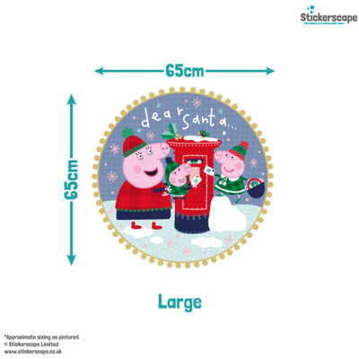 peppa christmas postbox window sticker large size guide