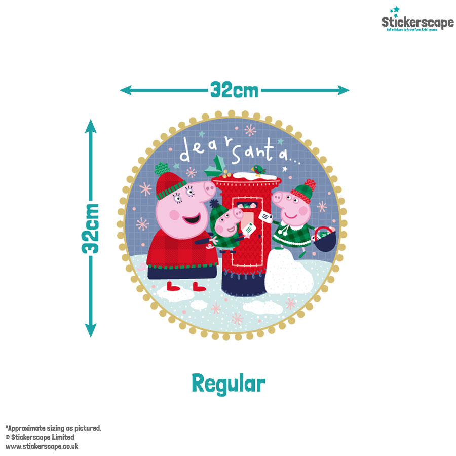 peppa christmas postbox window sticker regular size guide