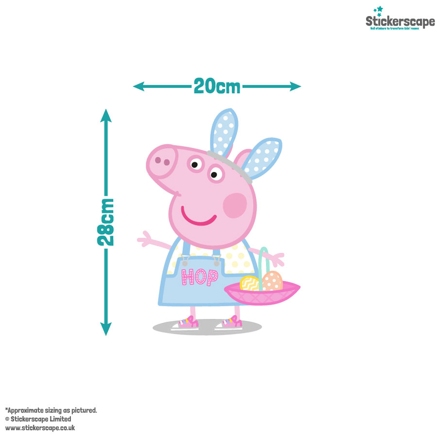 peppa & george easter window sticker size guide of peppa