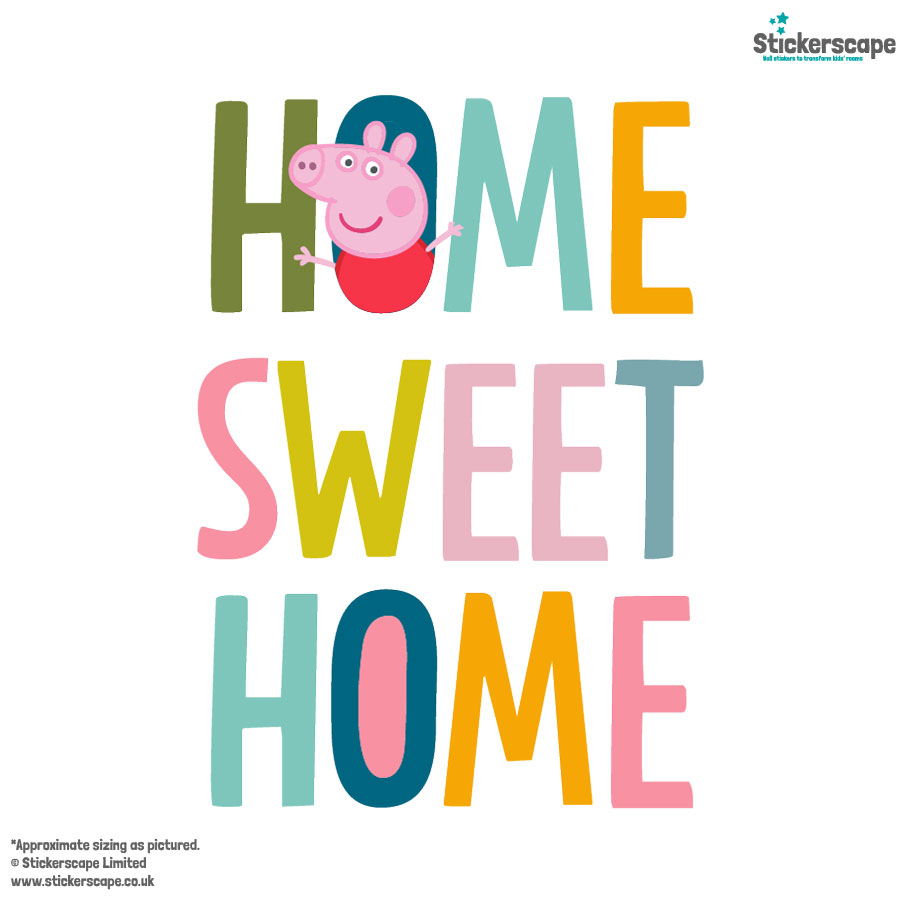 home sweet home wall sticker, peppa pig wall sticker shown on a white background
