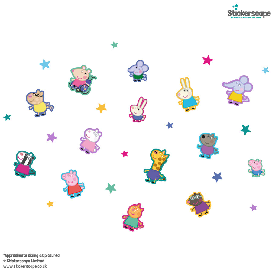 Peppa & friends wall sticker pack shown on a white background