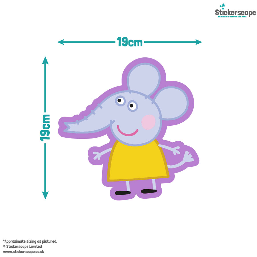 Peppa & friends wall sticker pack size guide of Emily Elephant