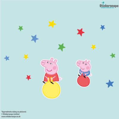 Peppa & George wall sticker pack shown on a light blue background