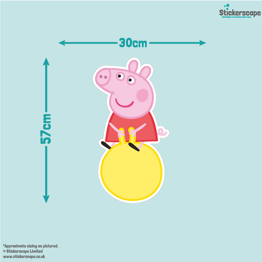 Peppa & George wall sticker pack Peppa size guide