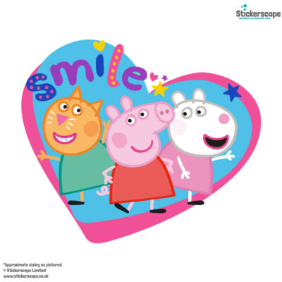 peppa and friends smile wall sticker shown on a white background