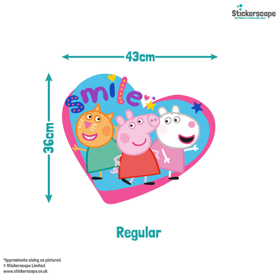 peppa and friends smile wall sticker regular size guide
