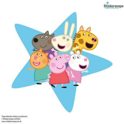 Peppa & friends star wall sticker shown on a white background