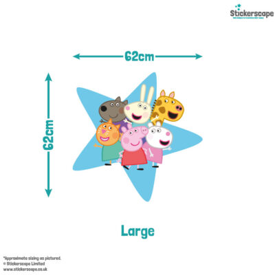 Peppa & friends star wall sticker large size guide