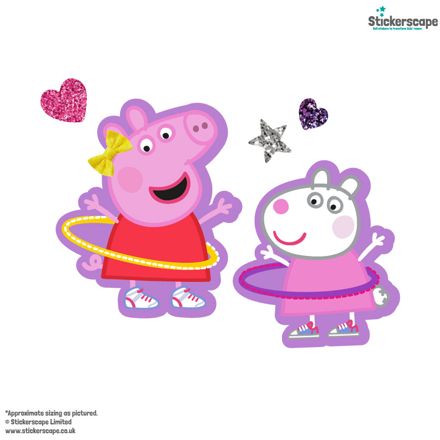 peppa & suzy wall sticker pack shown on a white background
