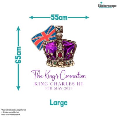 King Charles' crown window sticker large size guide