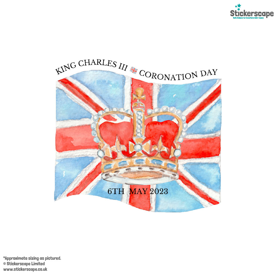 coronation flag window sticker shown on a white background