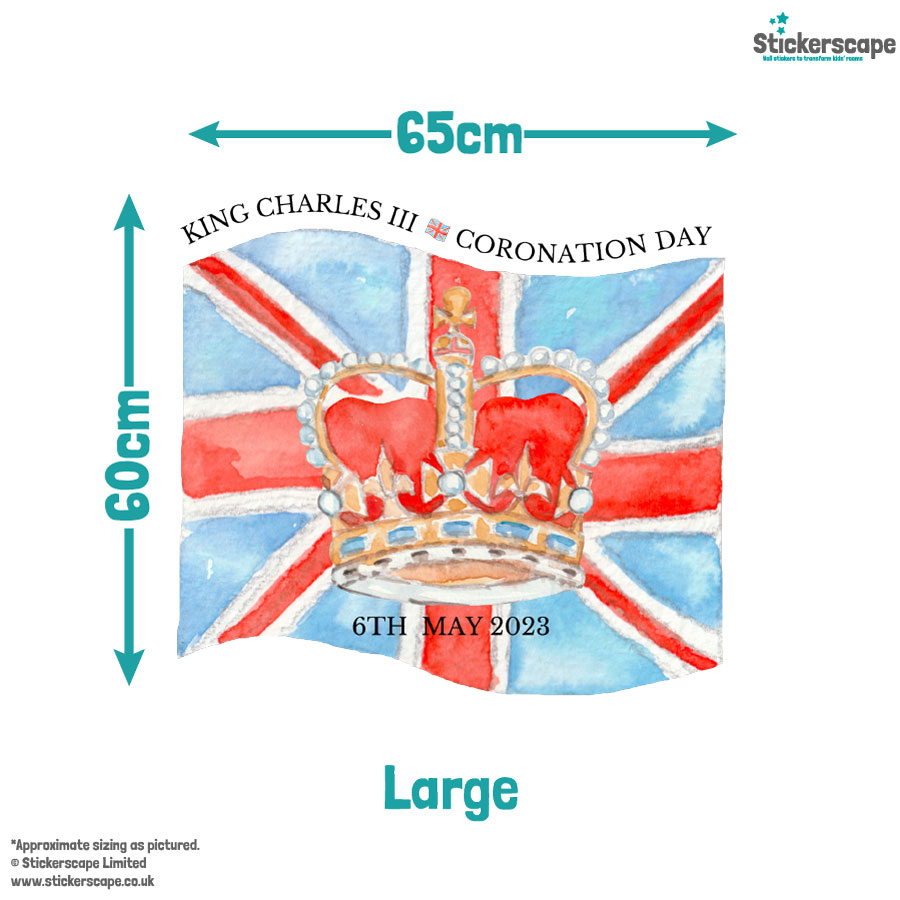 coronation flag window sticker large size guide
