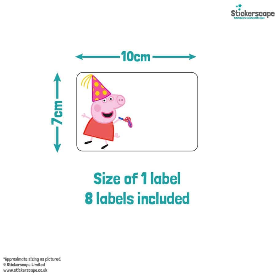 Peppa pig birthday label pack peppa size guide of one label