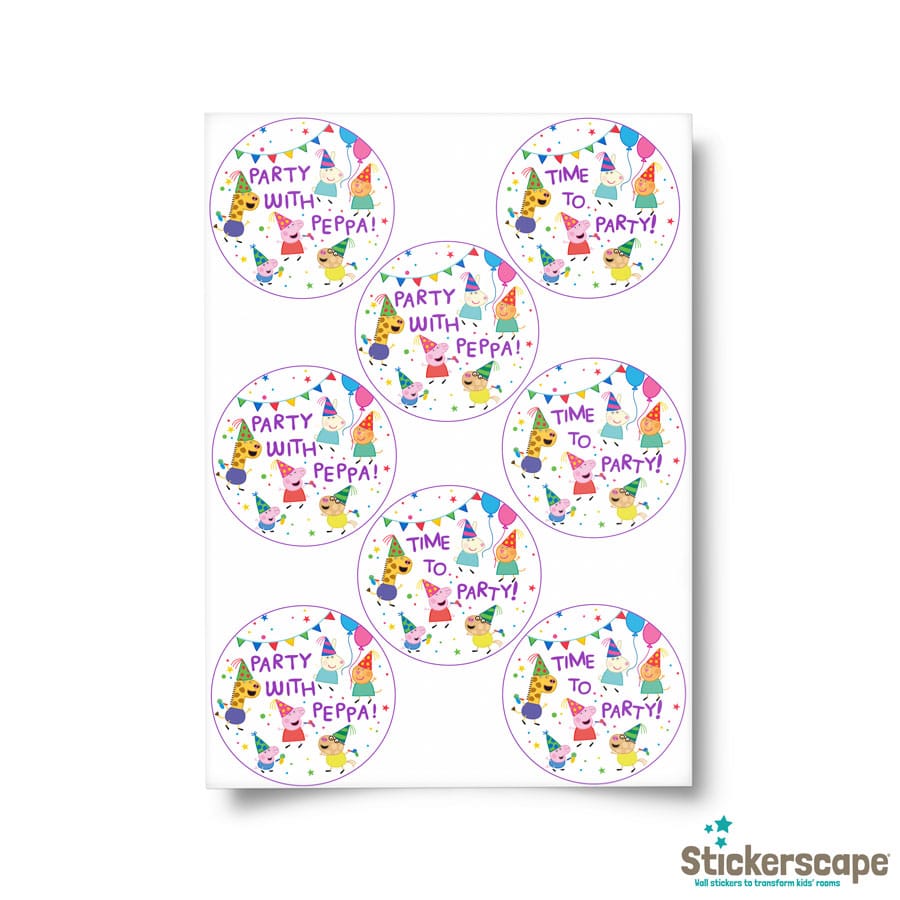 Peppa pig party bag label pack in white shown on white background