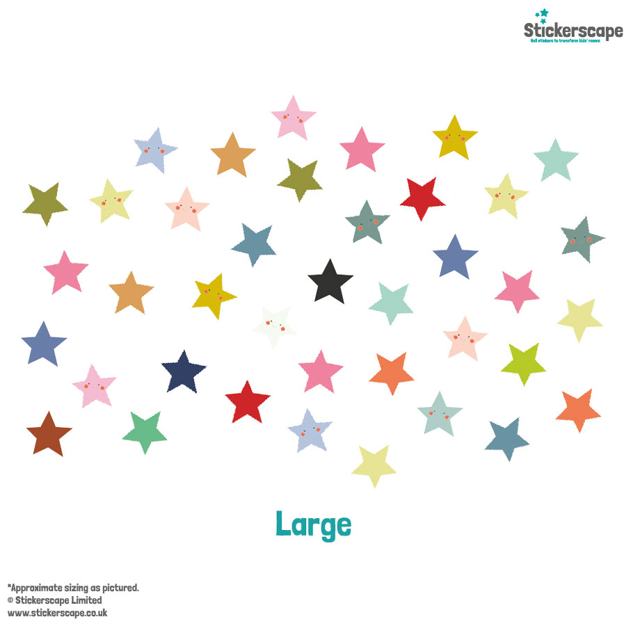 smiley stars wall sticker pack large shown on a white background