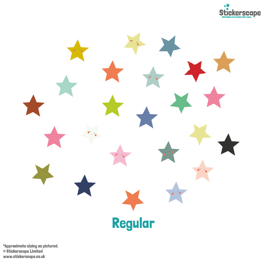 smiley stars wall sticker pack regular shown on a white background