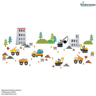 construction wall sticker pack shown on a white background