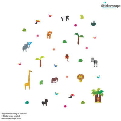 Jungle wall sticker pack designed by kali stileman shown on a white background