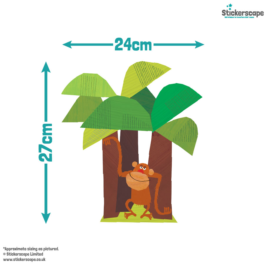 Jungle wall sticker pack designed by kali stileman size guide of monkey among trees