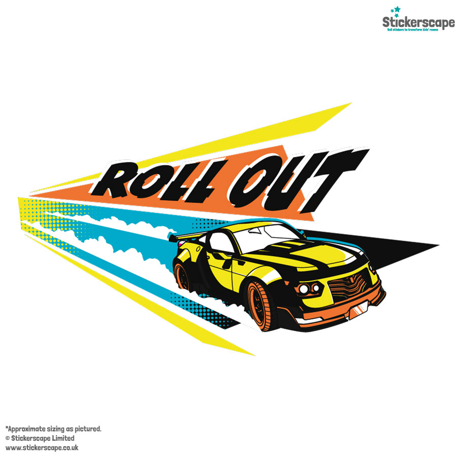halftone roll out wall sticker shown on a white background