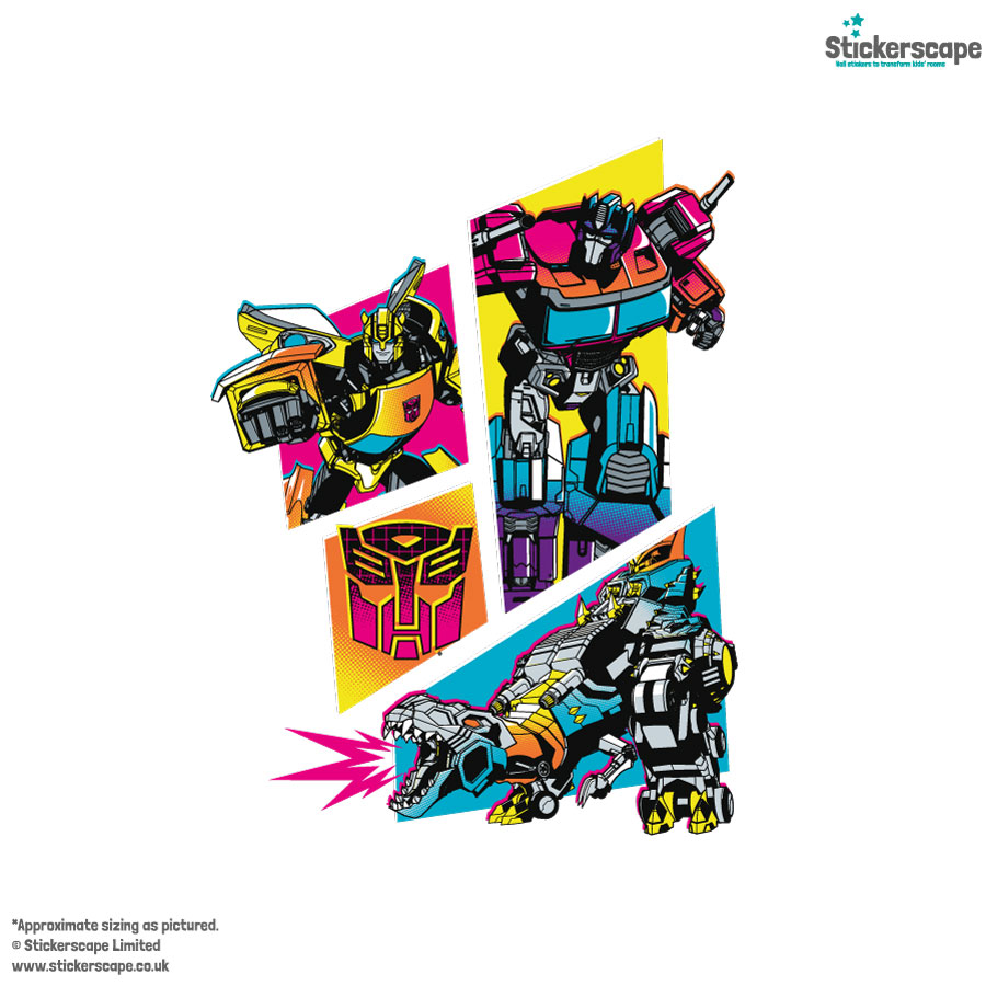 halftone transformers wall sticker shown on a white background