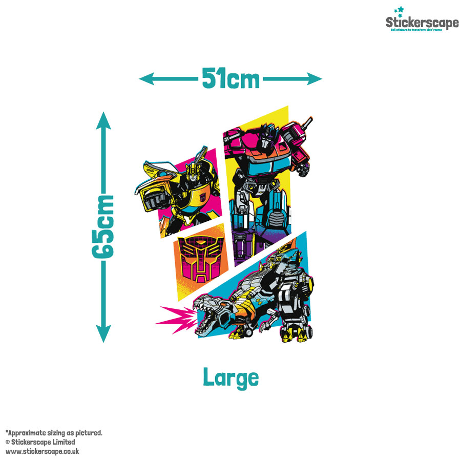 halftone transformers wall sticker large size guide