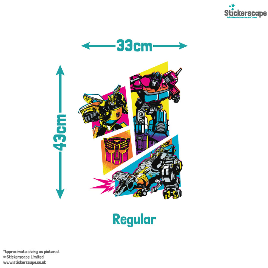 halftone transformers wall sticker regular size guide