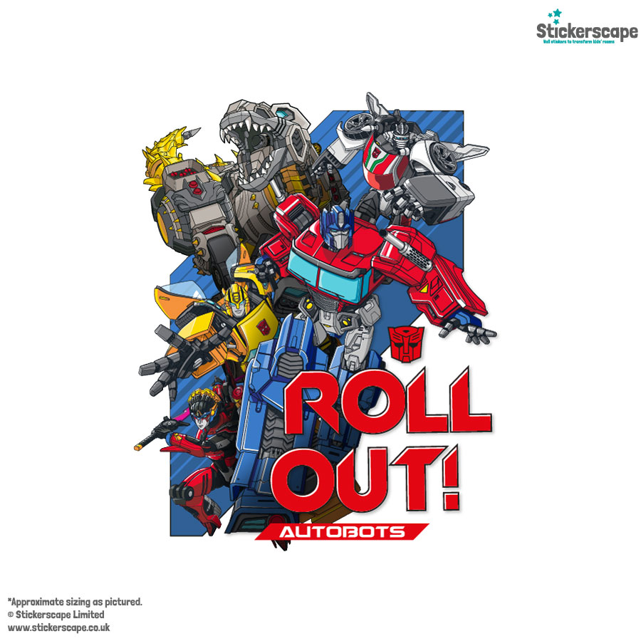 Transformers roll out wall sticker shown on a white background