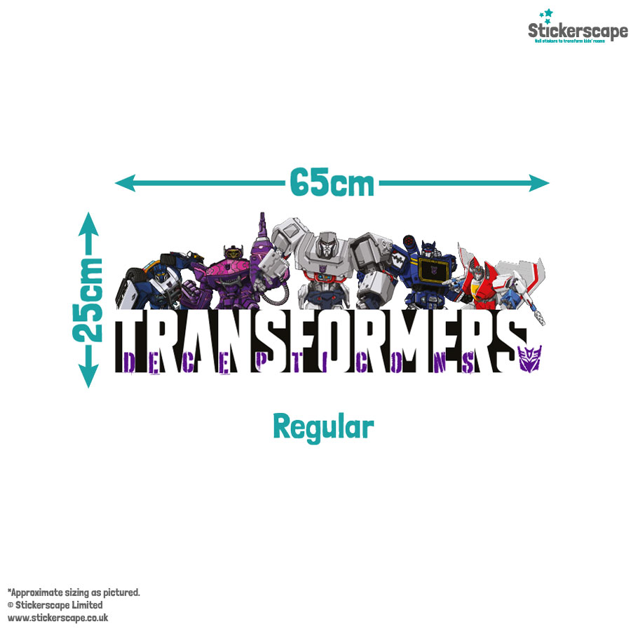 Decepticon group wall sticker regular size guide