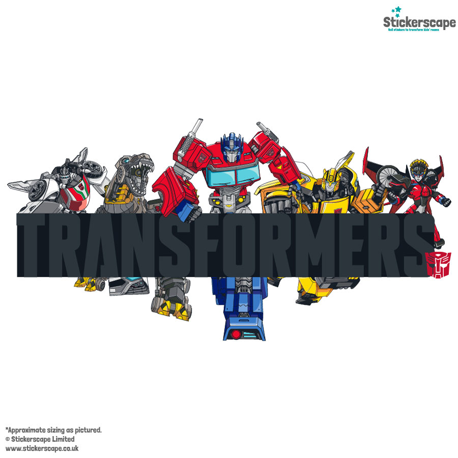 Transformers group wall sticker shown on a white background