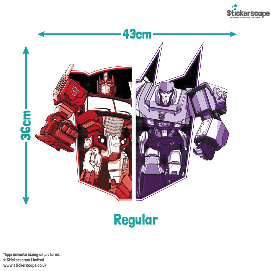 Optimus VS Megatron wall sticker regular size guide
